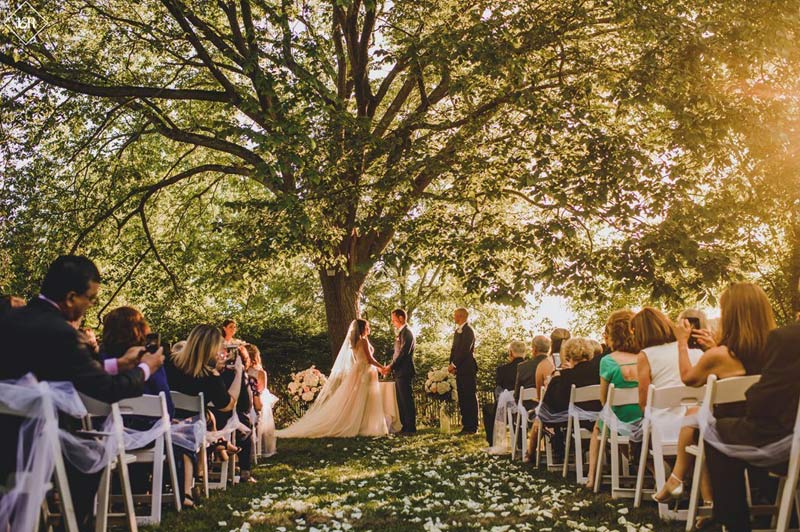Feast at round hill outdoor wedding ceremony